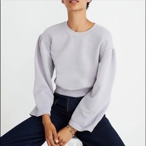 Madewell Lilac oversized cotton sweater puffy sleeve balloon sleeve Karen Walker